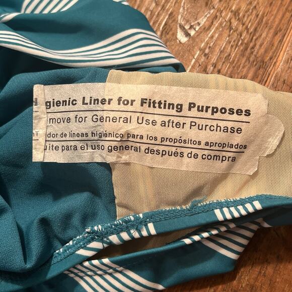 New One Piece Bathing Suit Size 3X Terra & Sky Teal Green Stripe Tummy Control - Picture 6 of 13